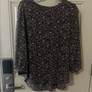 LOFT Black and Pink Floral Design L